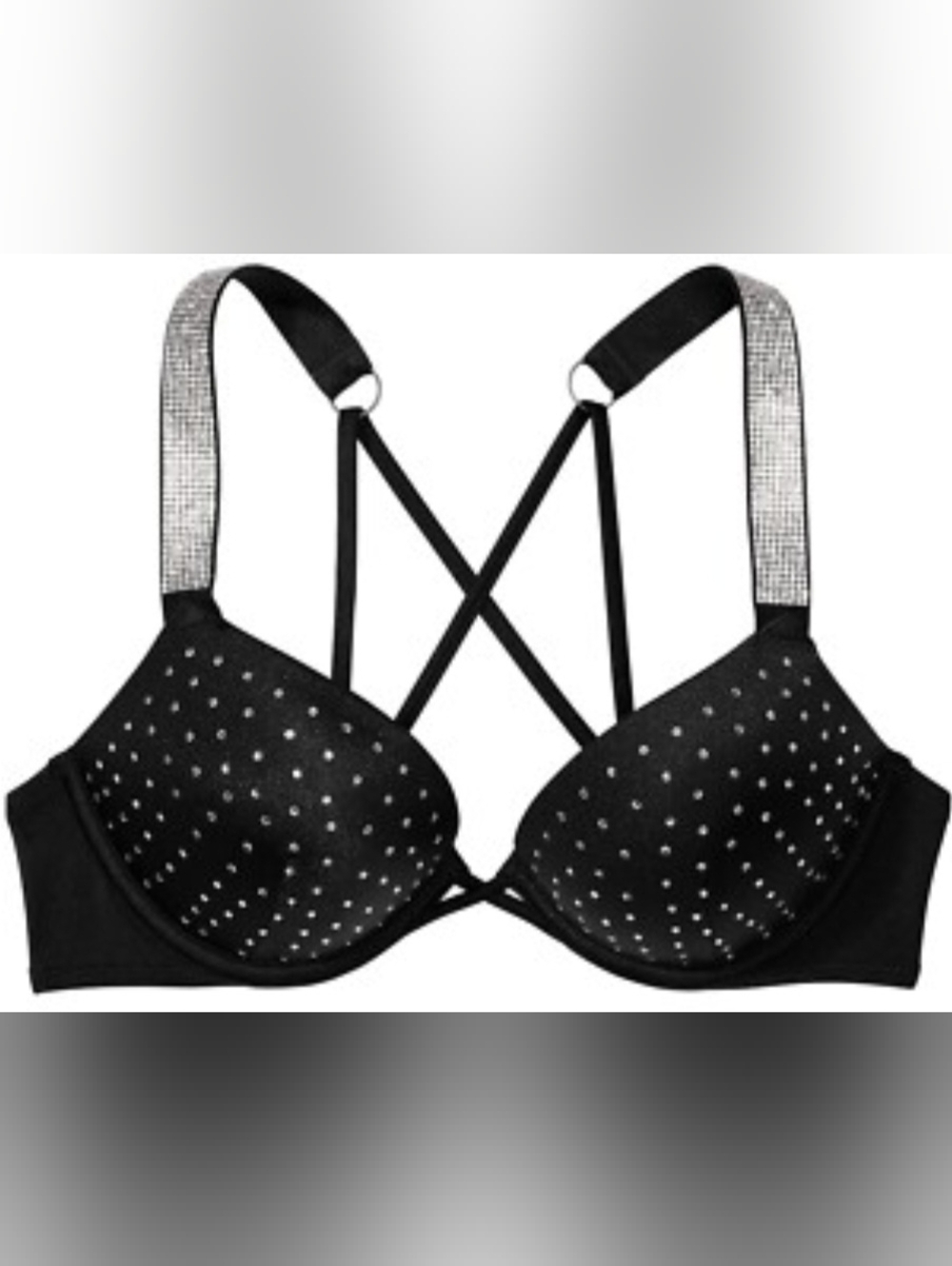 "Various Sizes" VS Swim Diamanté Shine Strap Bombshell Bikini Top Black